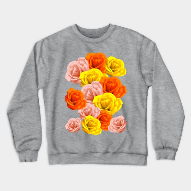 Roses Pastel Colors Floral Collage Crewneck Sweatshirt by BluedarkArt